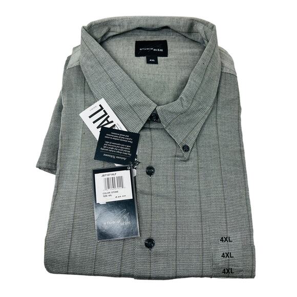 NEW! Bill Blass Studio Button Up Dress Shirt Big & Tall Stone Gray - 4XL - Picture 1 of 5